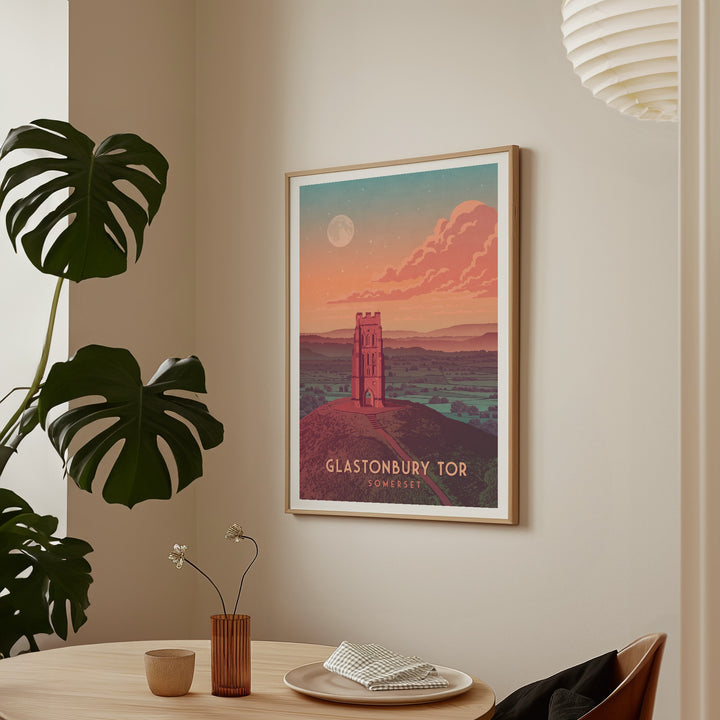 Glastonbury Tor Travel Poster