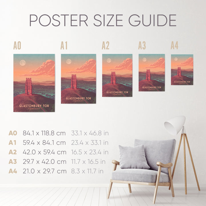 Glastonbury Tor Travel Poster