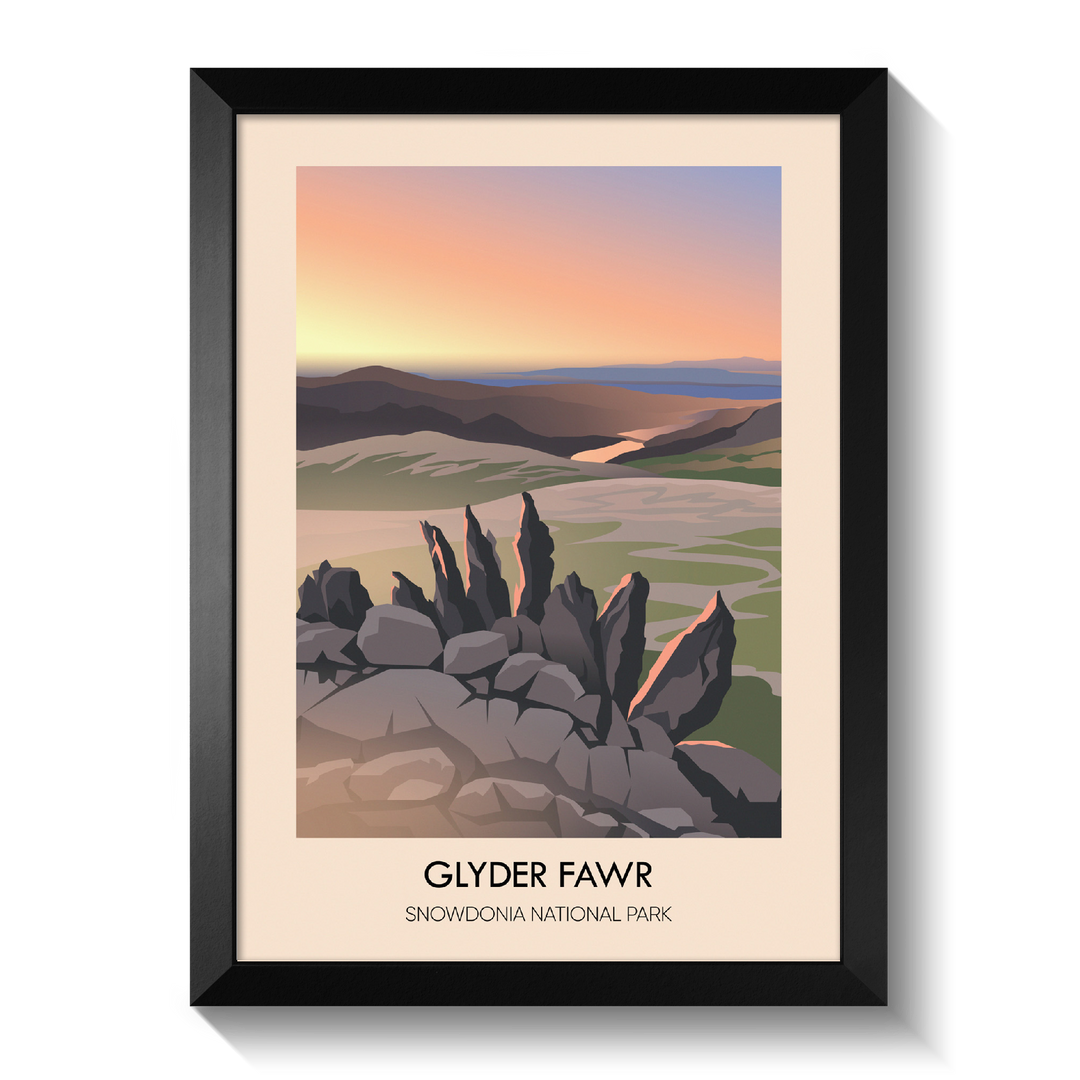 Glyder Fawr Snowdonia National Park Travel Poster