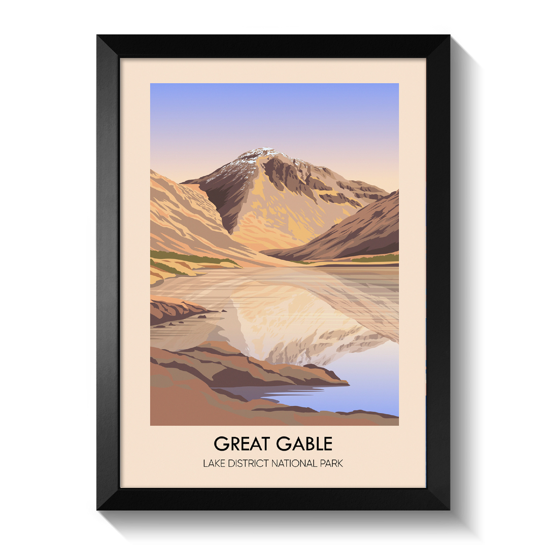 Great Gable Mountain Lake District Travel Poster