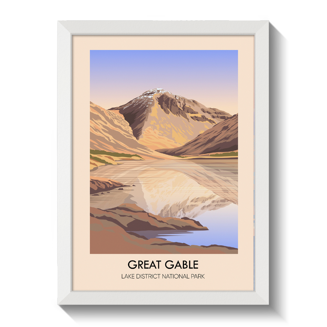 Great Gable Mountain Lake District Travel Poster