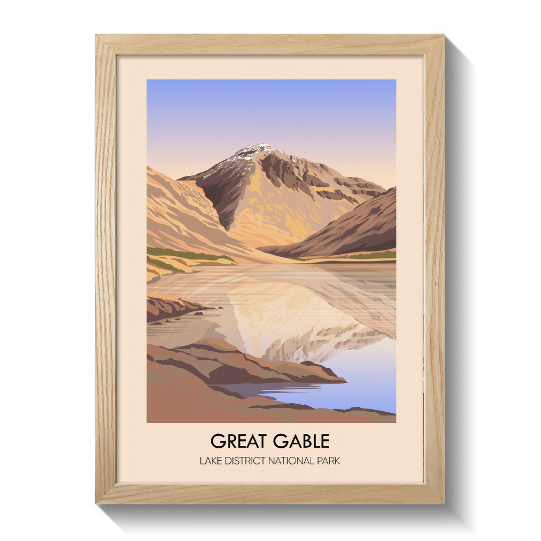Great Gable Mountain Lake District Travel Poster