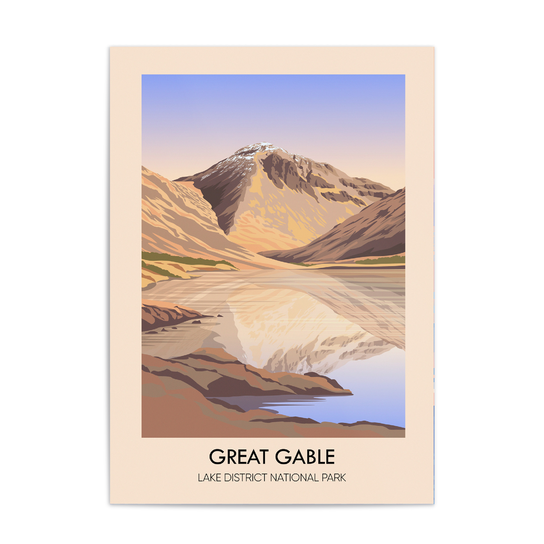 Great Gable Mountain Lake District Travel Poster