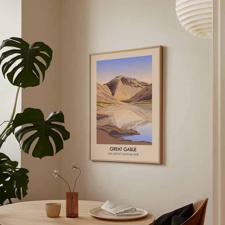 Great Gable Mountain Lake District Travel Poster