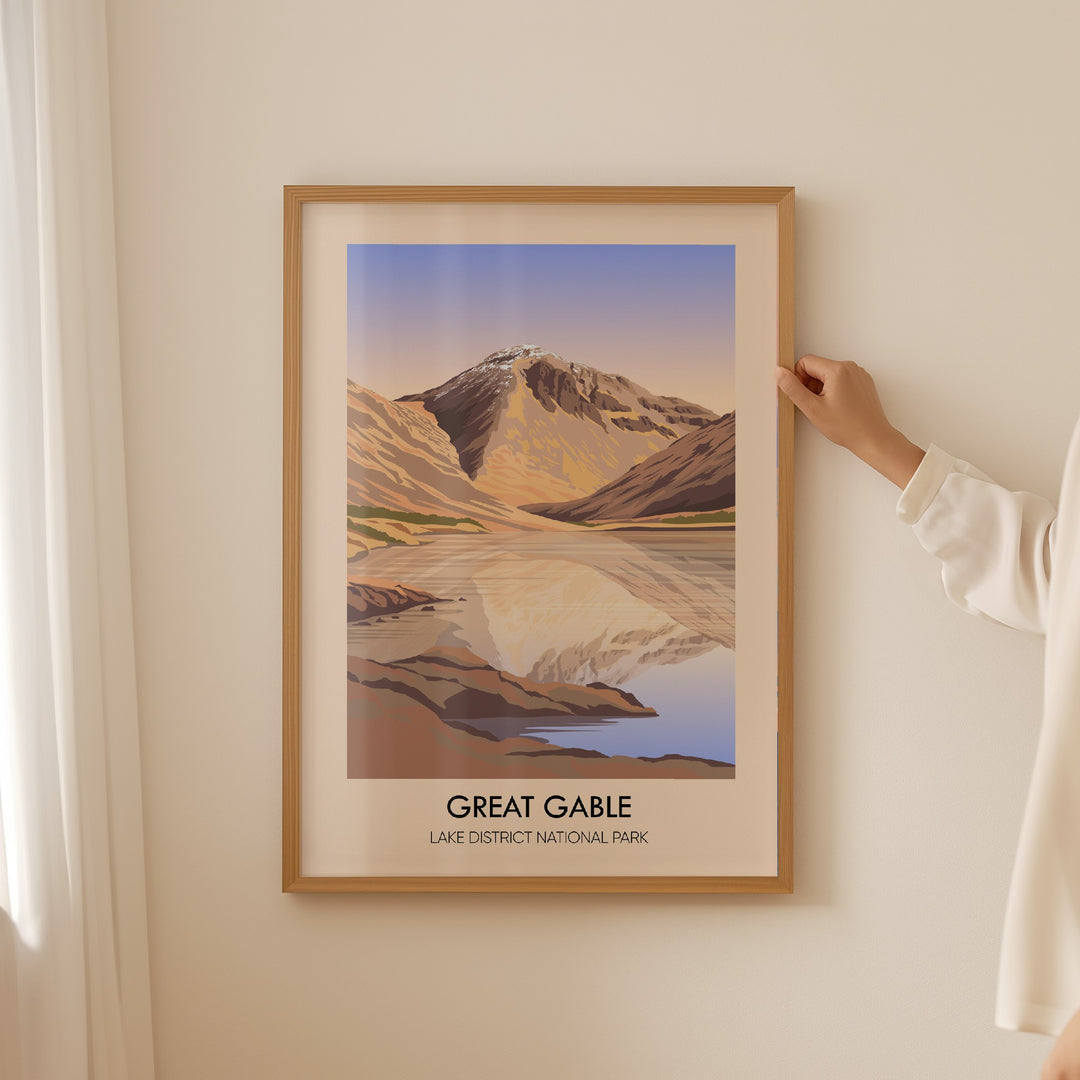 Great Gable Mountain Lake District Travel Poster