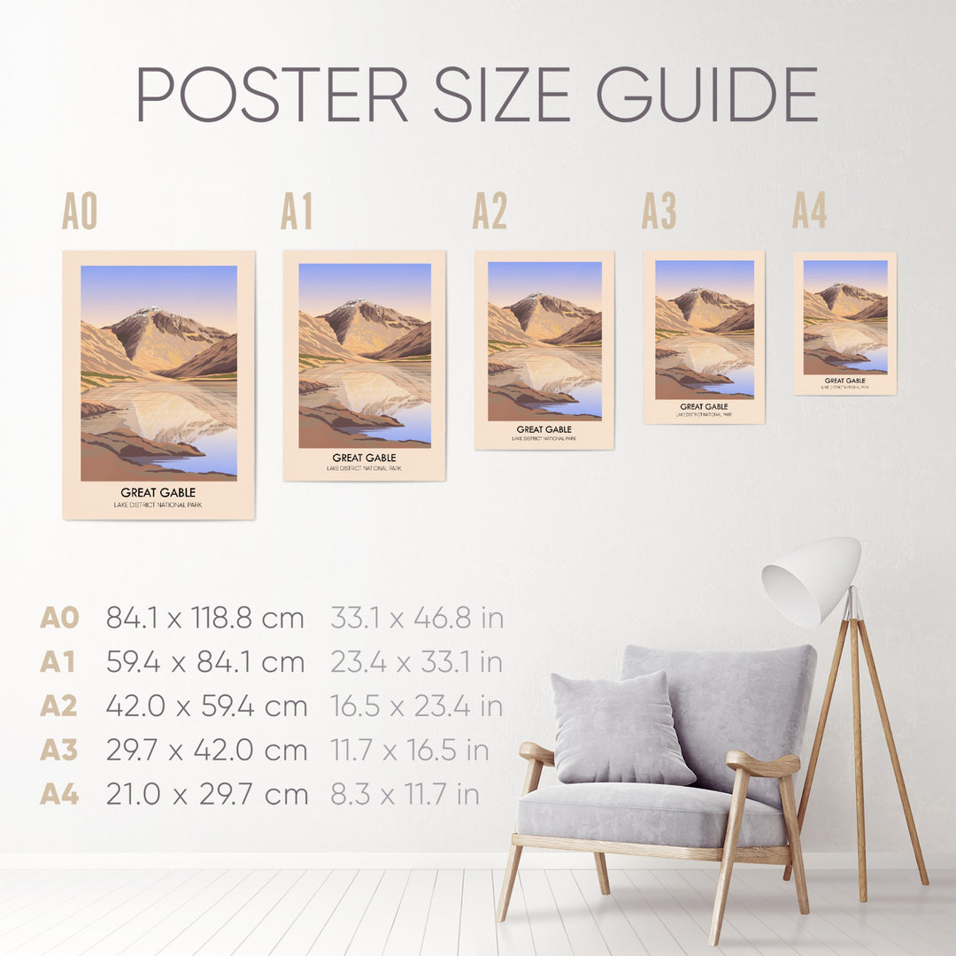 Great Gable Mountain Lake District Travel Poster