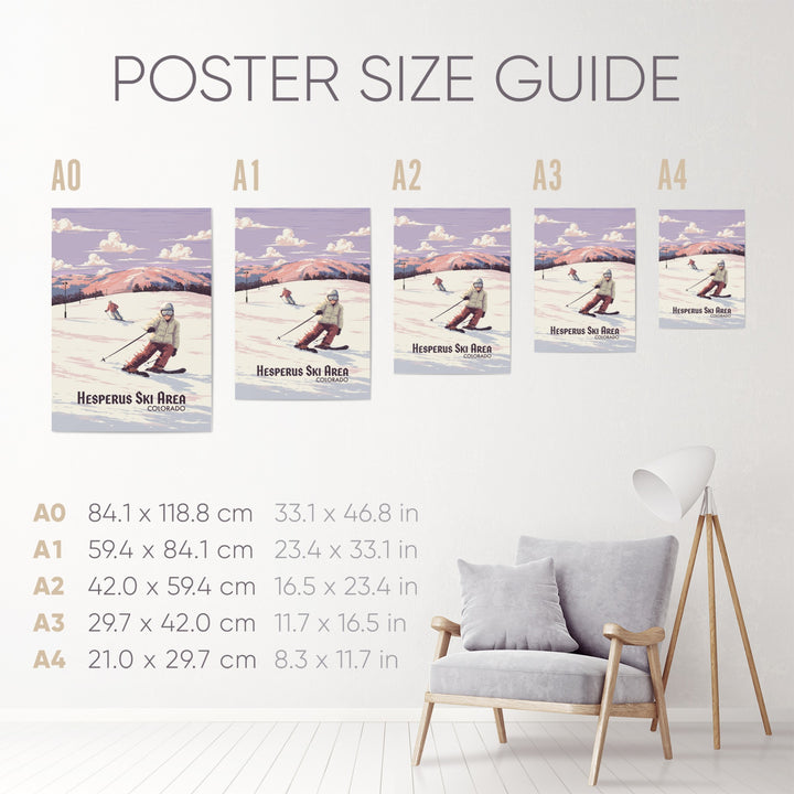 Hesperus Colorado USA Ski Resort Travel Poster