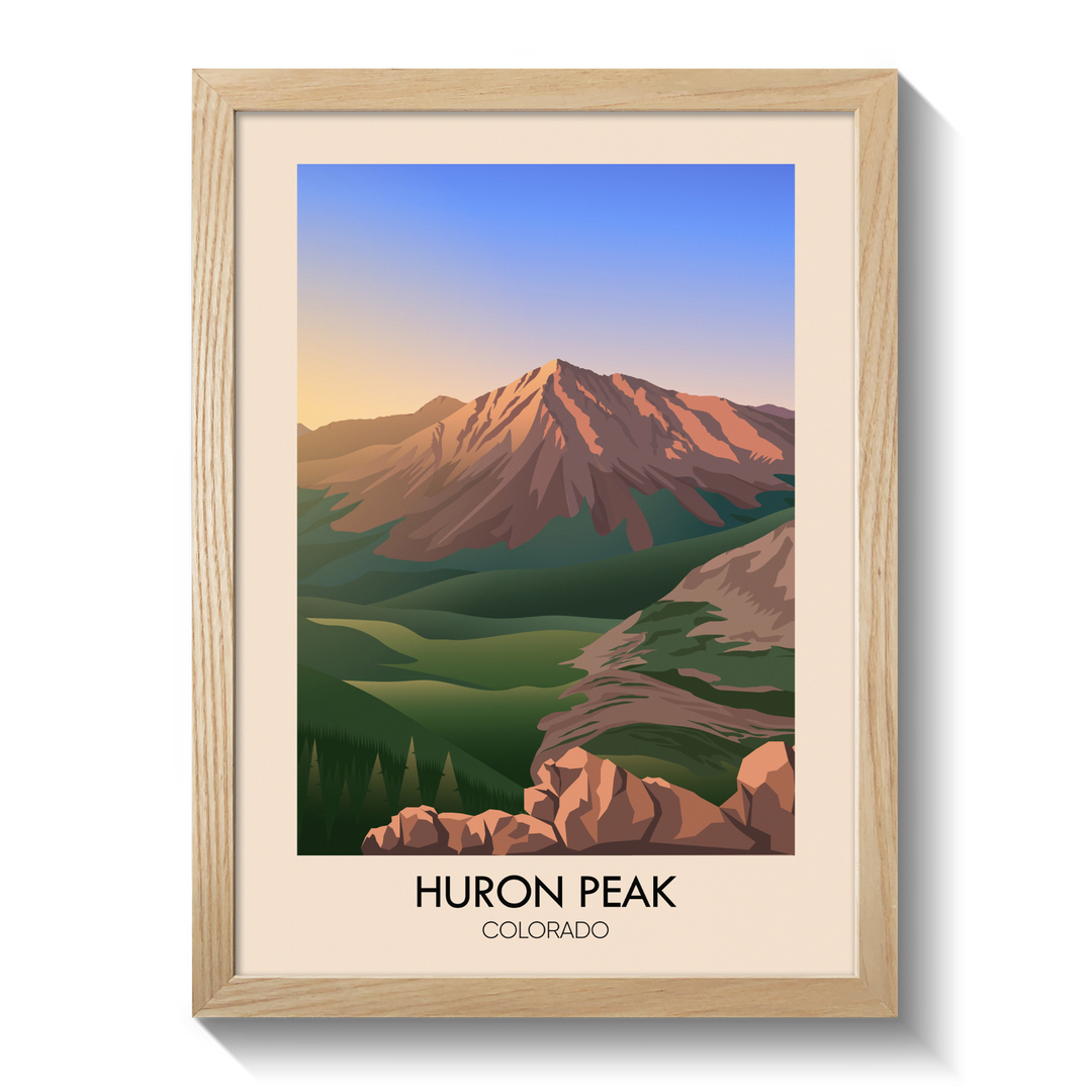 Huron Peak Colorado USA Travel Poster