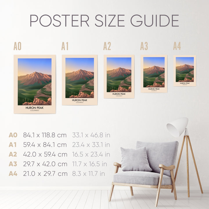 Huron Peak Colorado USA Travel Poster