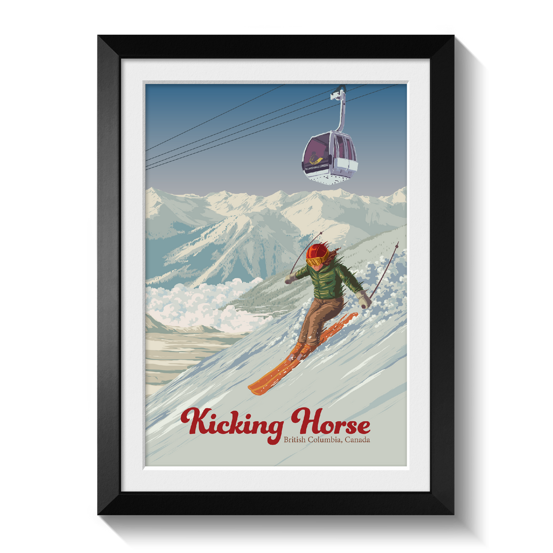 Kicking Horse Golden British Columbia Canada Ski Resort Travel Poster