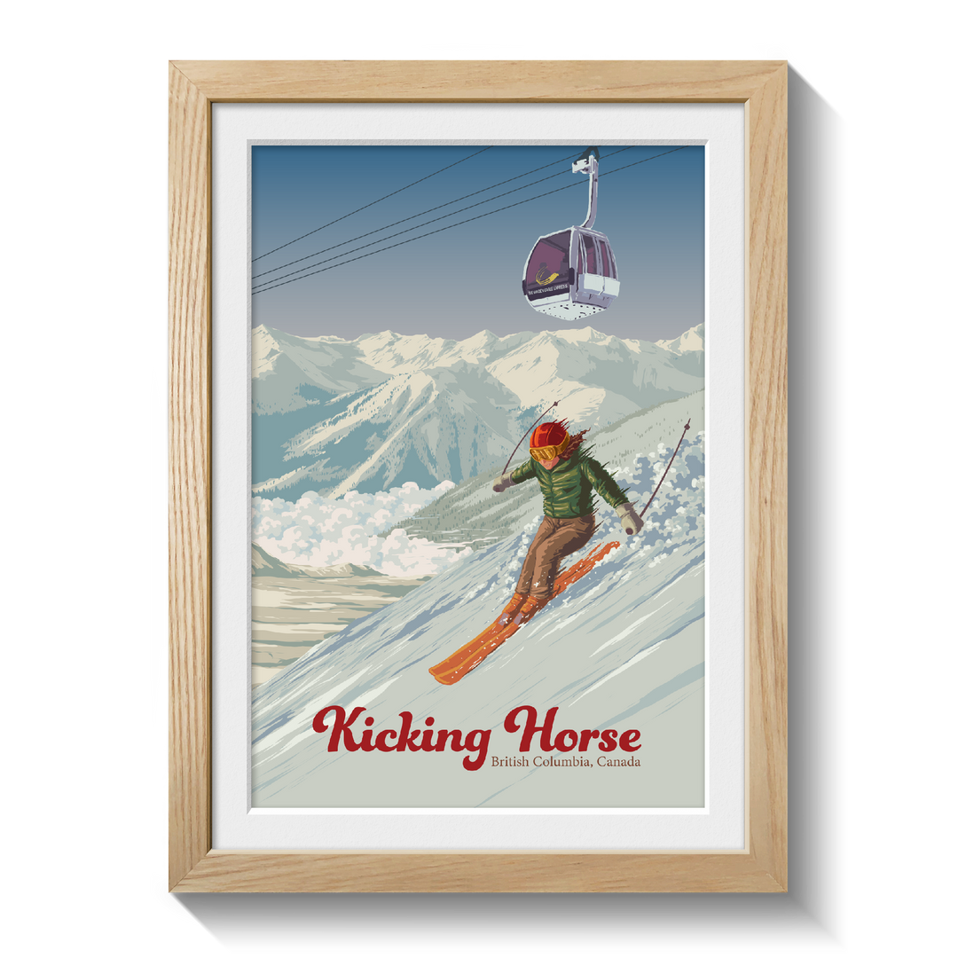 Kicking Horse Golden British Columbia Canada Ski Resort Travel Poster