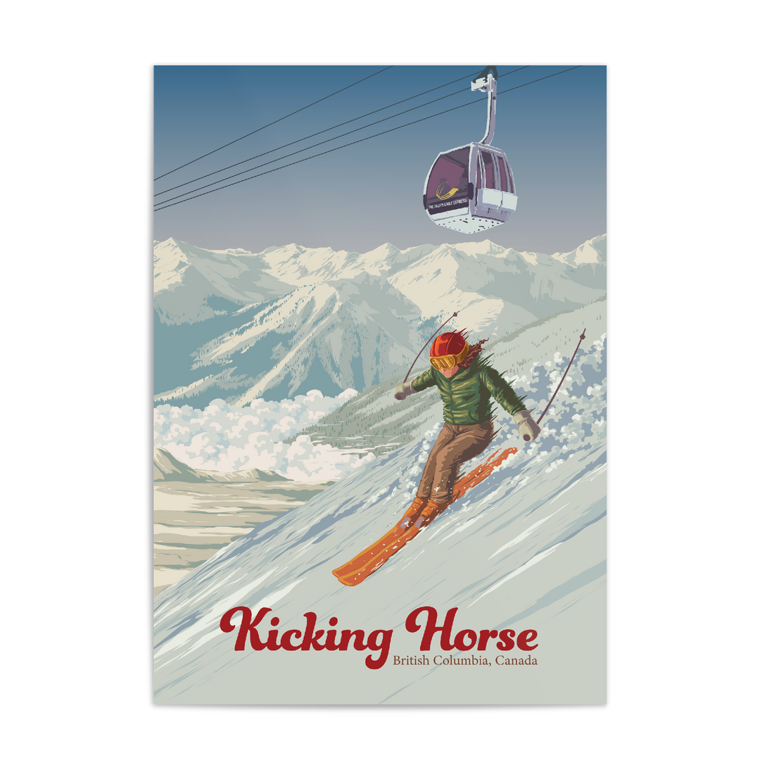 Kicking Horse Golden British Columbia Canada Ski Resort Travel Poster