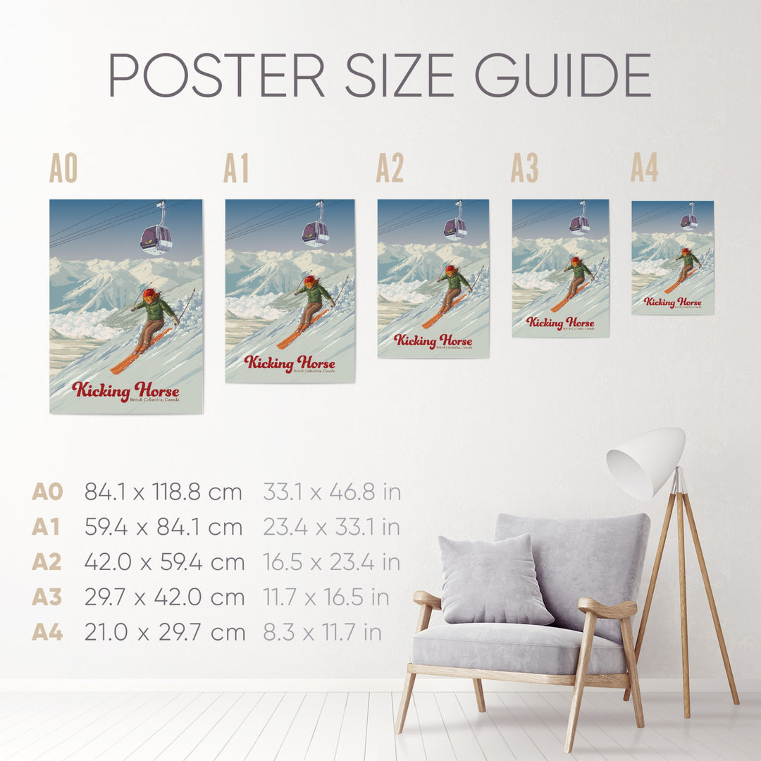Kicking Horse Golden British Columbia Canada Ski Resort Travel Poster