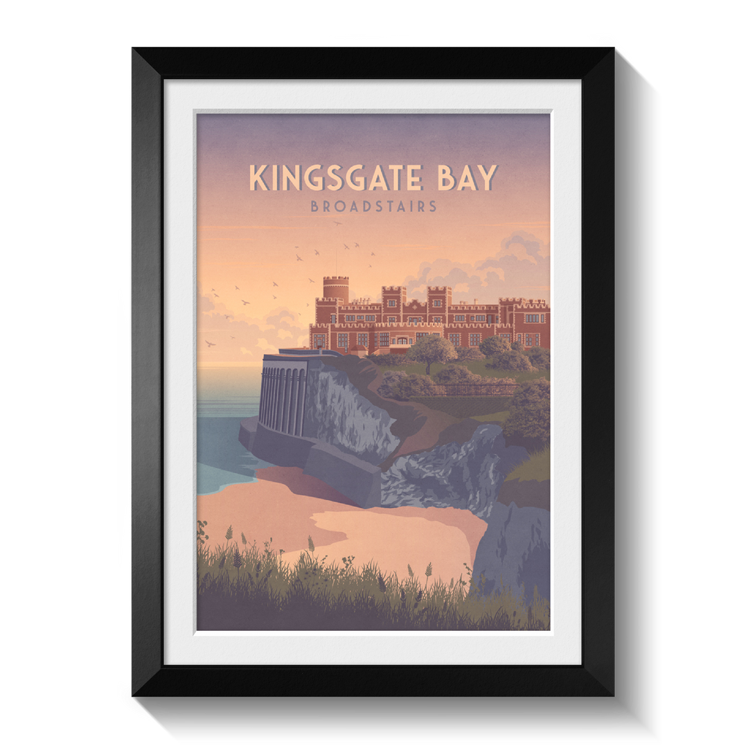 Kingsgate Bay Broadstairs Seaside Travel Poster