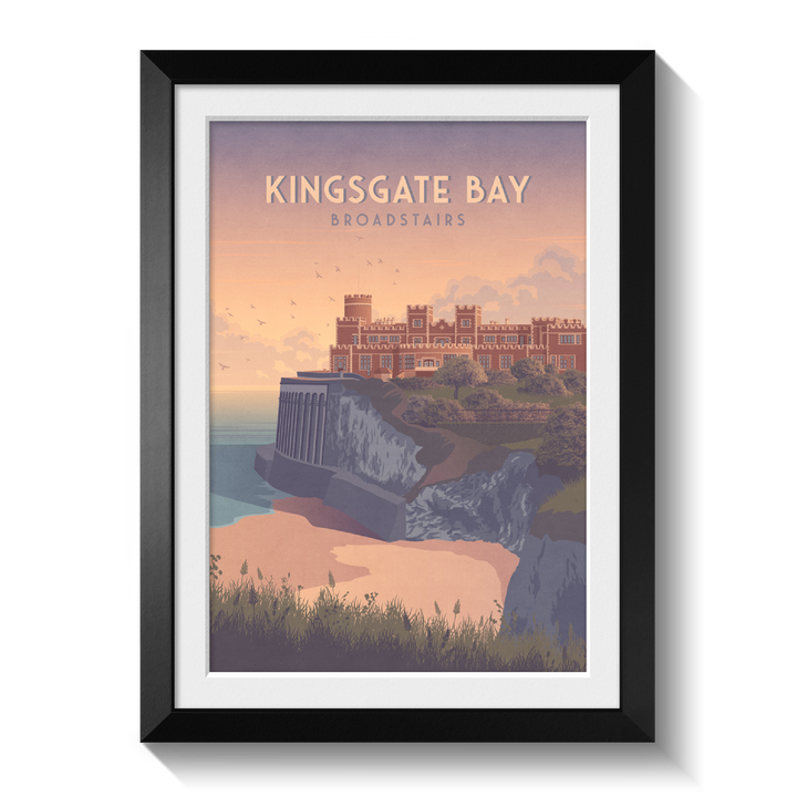 Kingsgate Bay Broadstairs Seaside Travel Poster