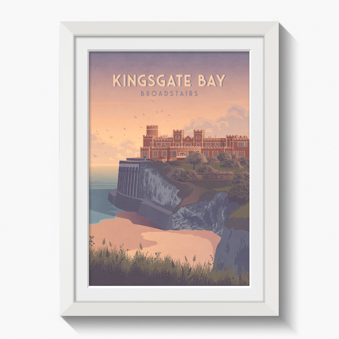Kingsgate Bay Broadstairs Seaside Travel Poster
