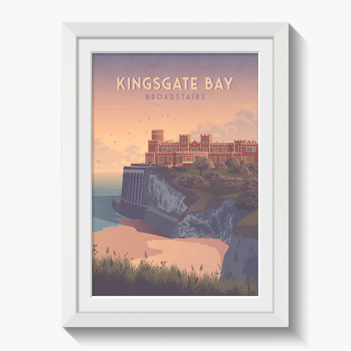 Kingsgate Bay Broadstairs Seaside Travel Poster