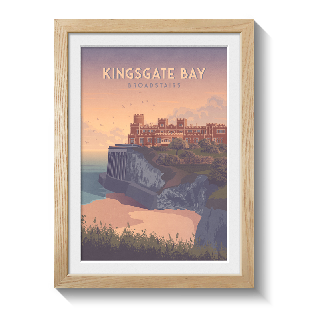 Kingsgate Bay Broadstairs Seaside Travel Poster