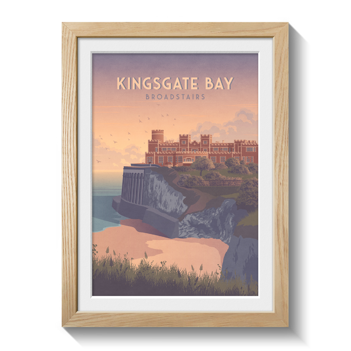 Kingsgate Bay Broadstairs Seaside Travel Poster