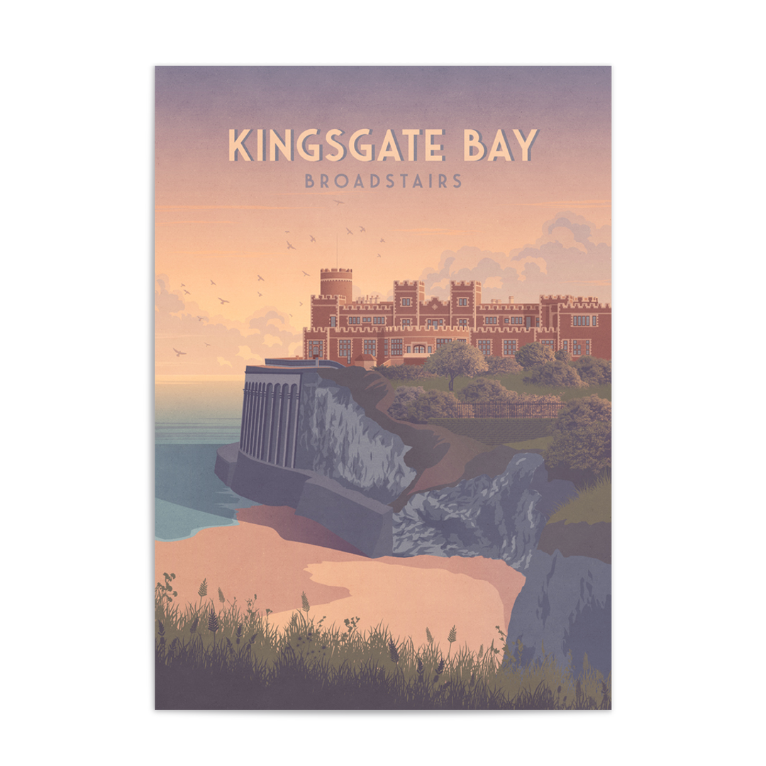 Kingsgate Bay Broadstairs Seaside Travel Poster