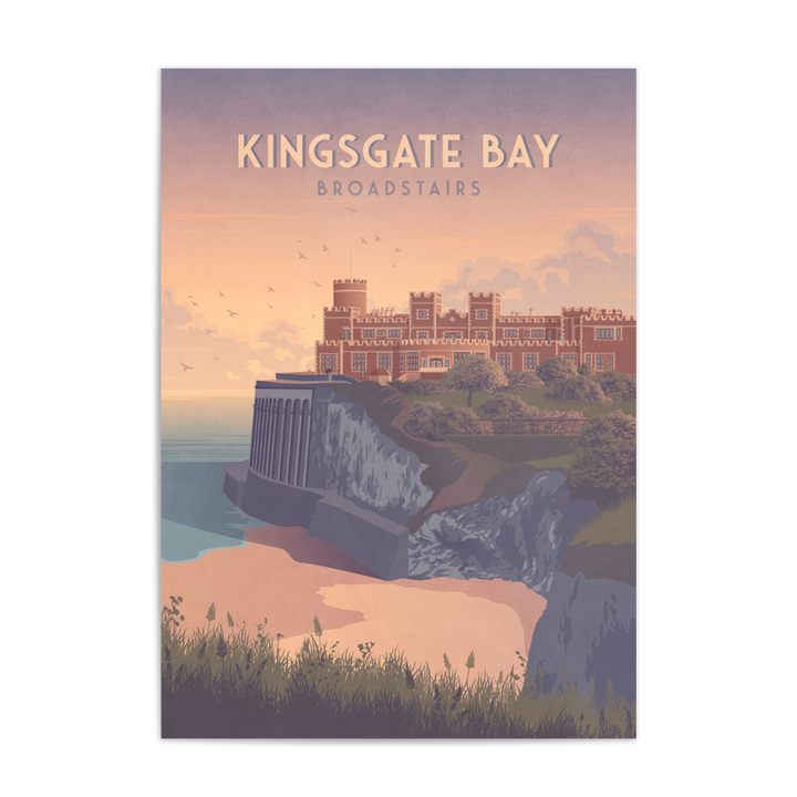 Kingsgate Bay Broadstairs Seaside Travel Poster