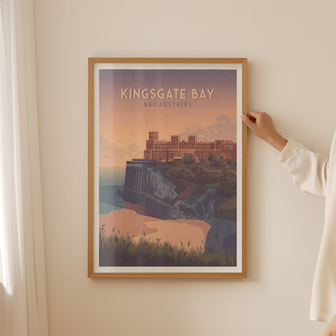 Kingsgate Bay Broadstairs Seaside Travel Poster
