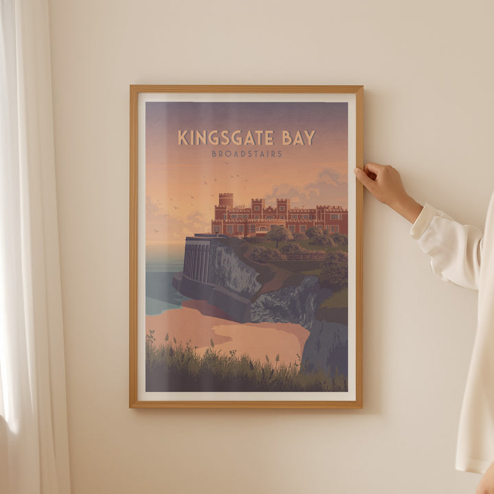 Kingsgate Bay Broadstairs Seaside Travel Poster