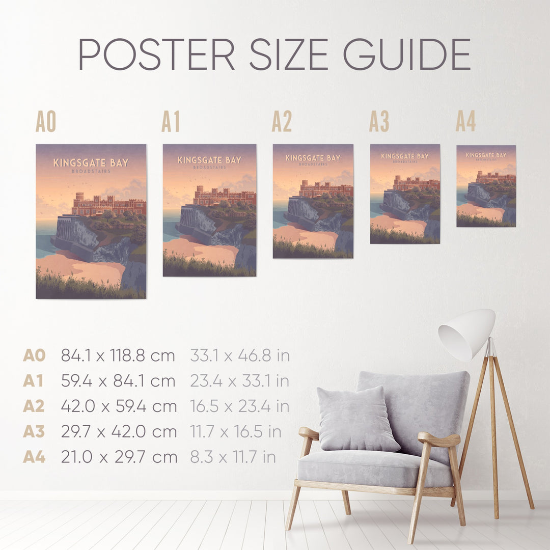 Kingsgate Bay Broadstairs Seaside Travel Poster