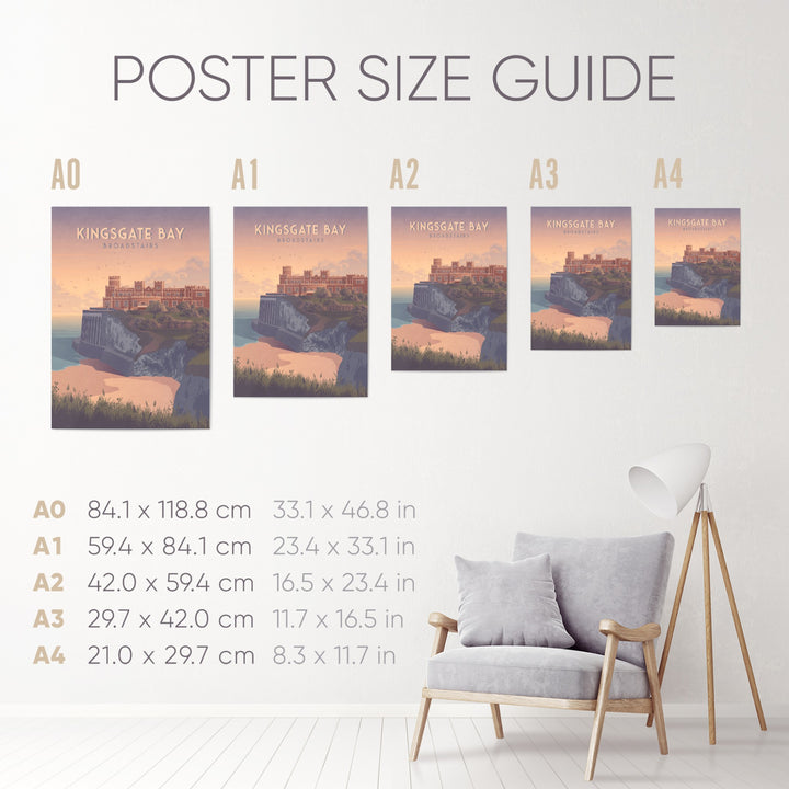 Kingsgate Bay Broadstairs Seaside Travel Poster
