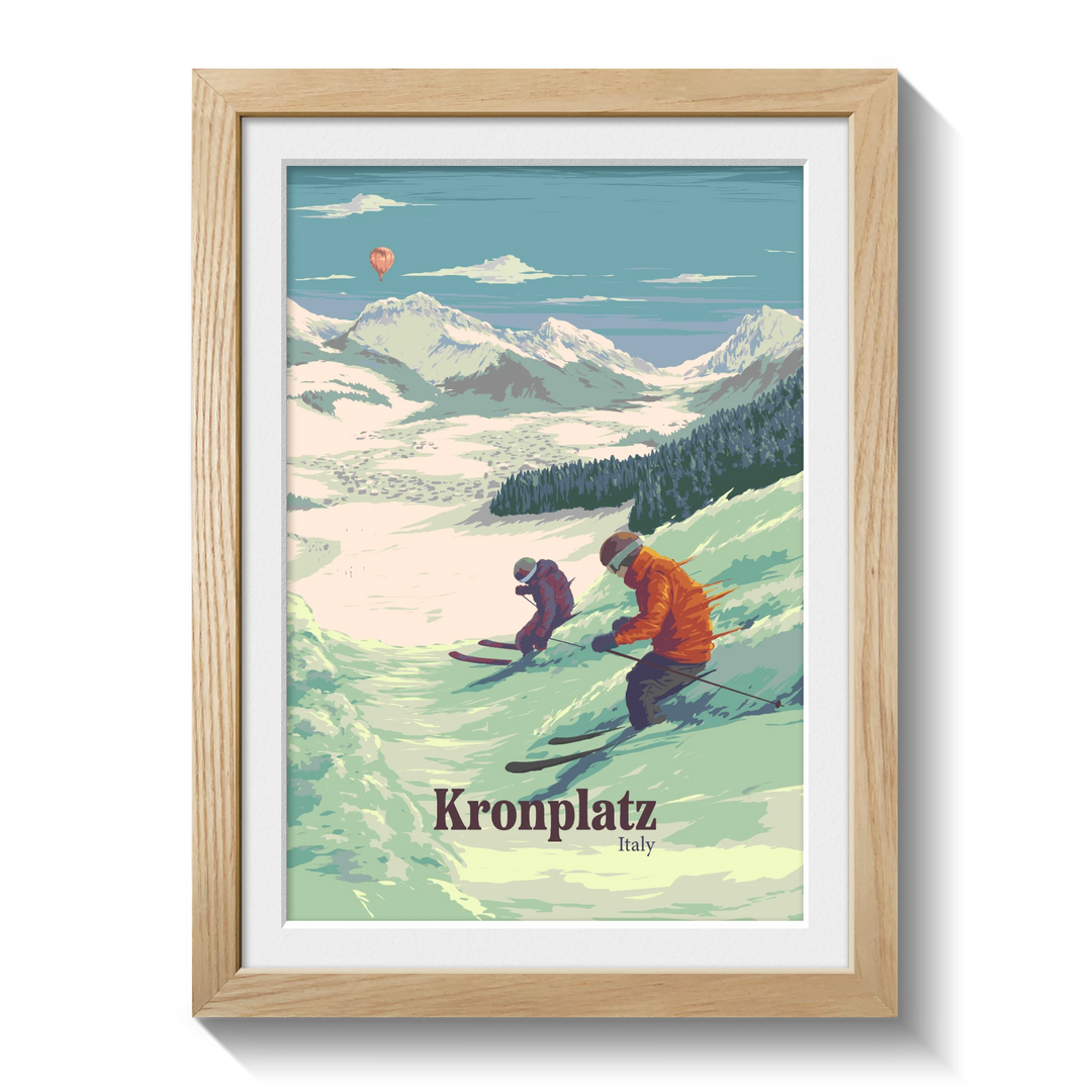 Kronplatz Italy Ski Resort Travel Poster