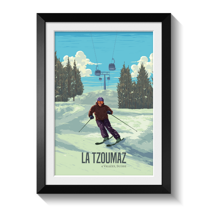 La Tzoumaz Switzerland Ski Resort Travel Poster