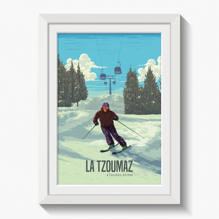 La Tzoumaz Switzerland Ski Resort Travel Poster