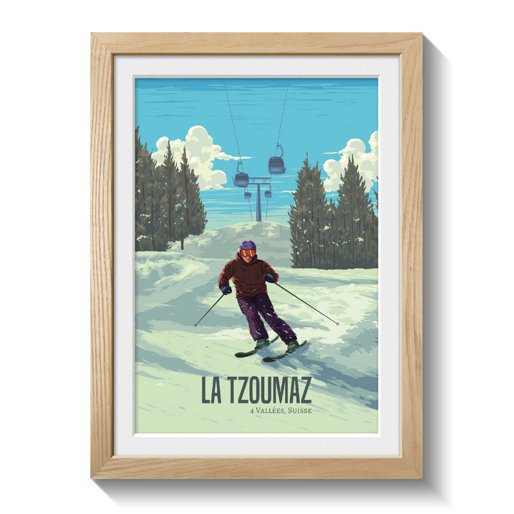 La Tzoumaz Switzerland Ski Resort Travel Poster