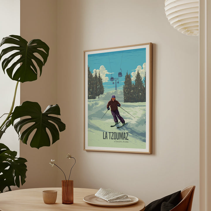 La Tzoumaz Switzerland Ski Resort Travel Poster