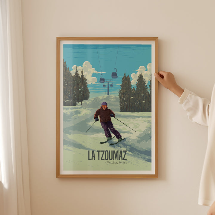 La Tzoumaz Switzerland Ski Resort Travel Poster