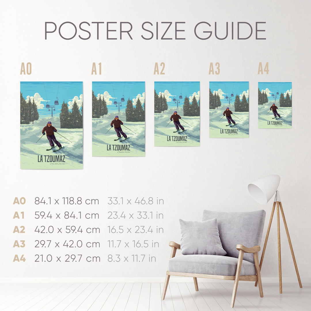 La Tzoumaz Switzerland Ski Resort Travel Poster