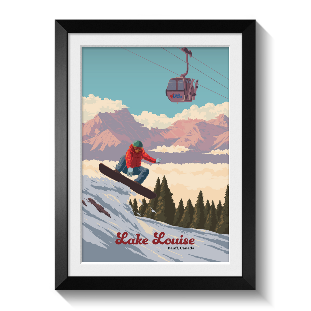 Lake Louise Canada Snowboarding Travel Poster
