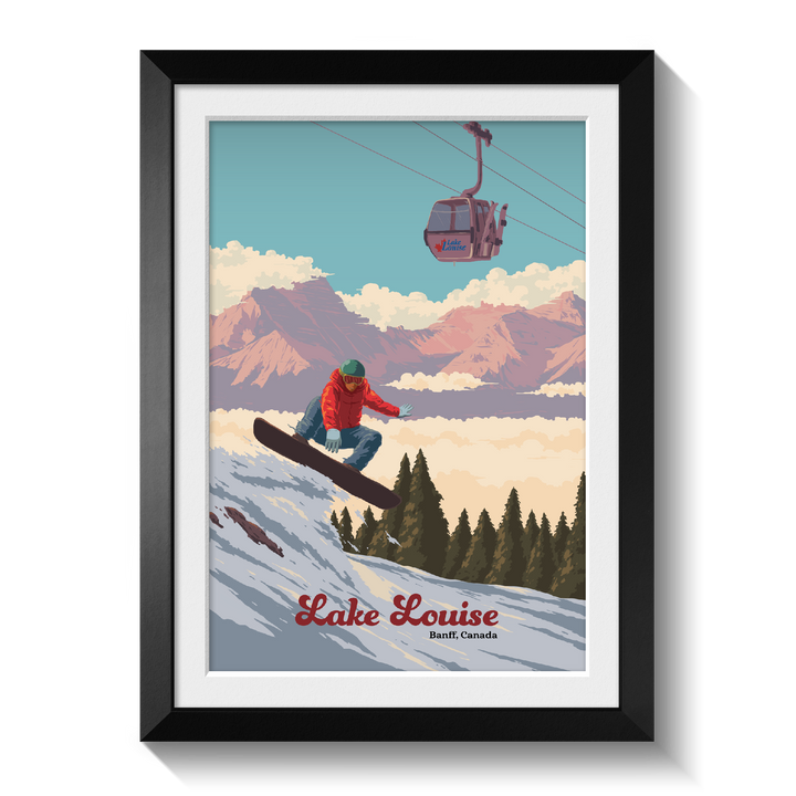 Lake Louise Canada Snowboarding Travel Poster