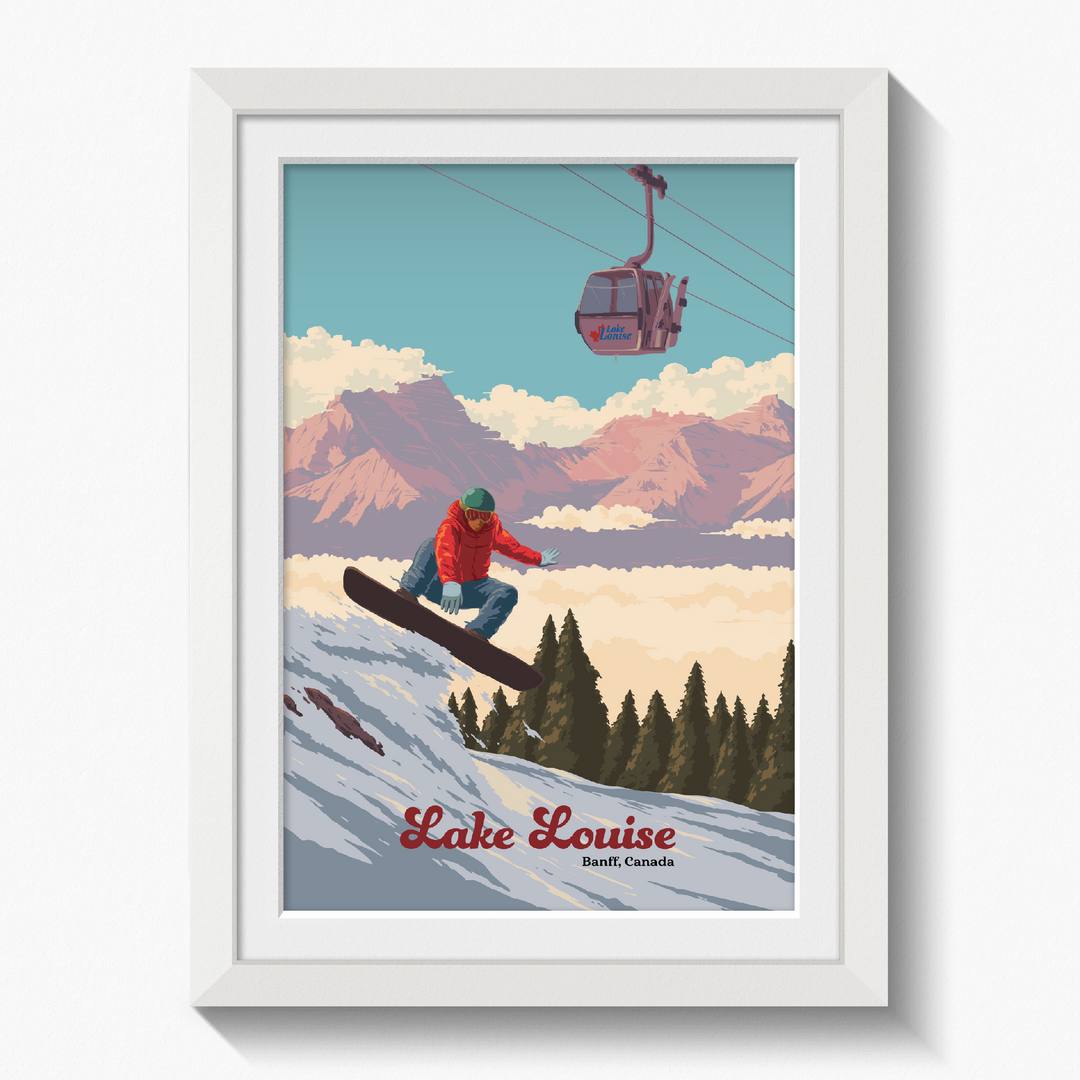 Lake Louise Canada Snowboarding Travel Poster