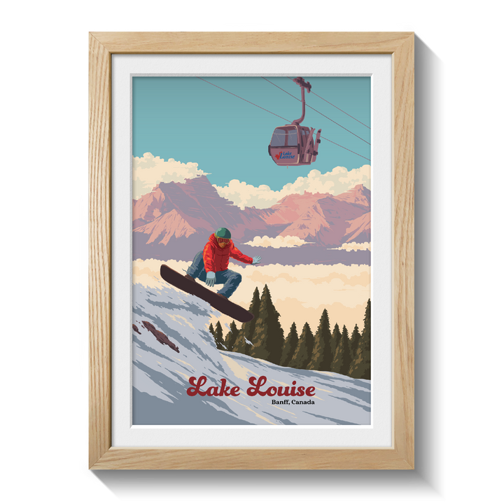 Lake Louise Canada Snowboarding Travel Poster