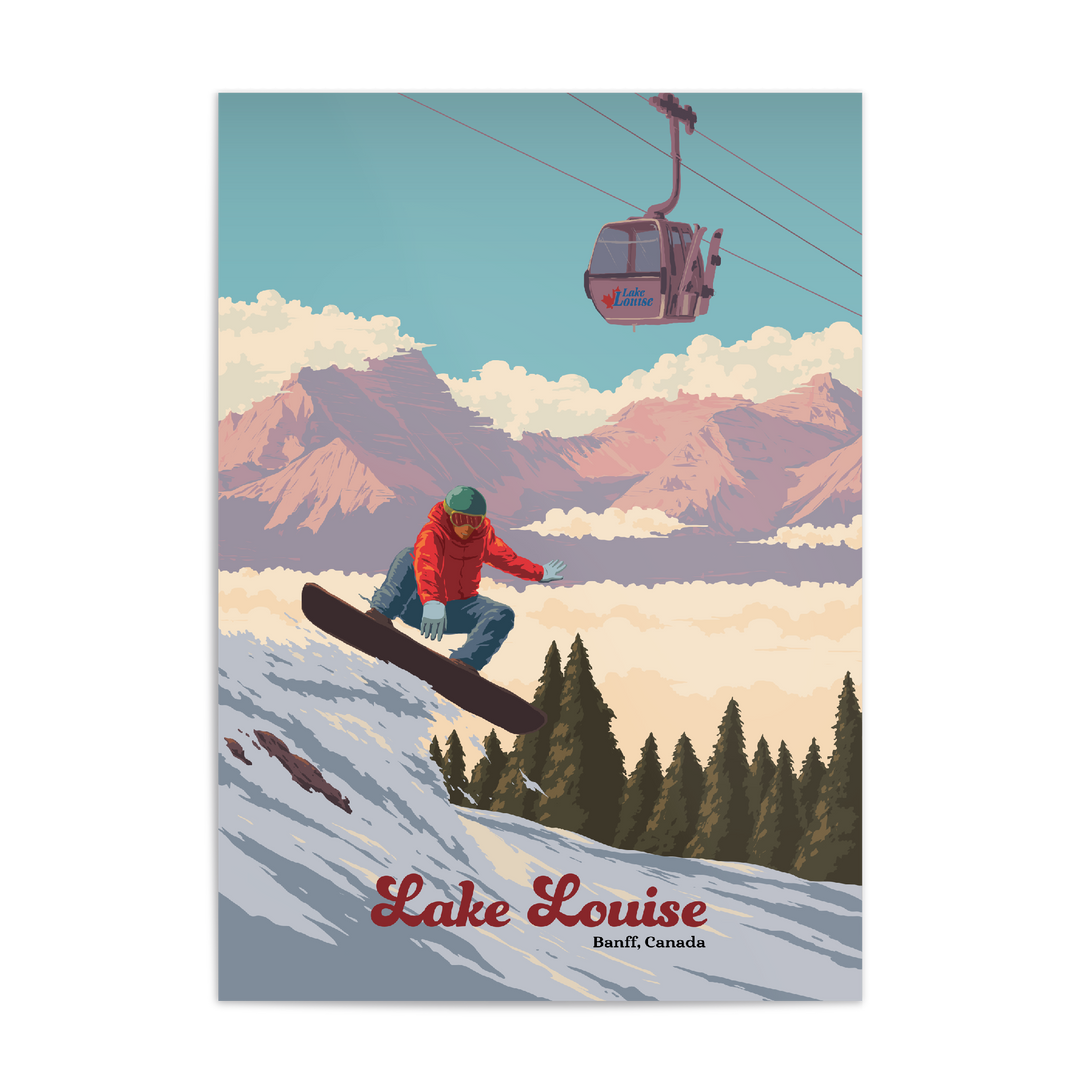 Lake Louise Canada Snowboarding Travel Poster