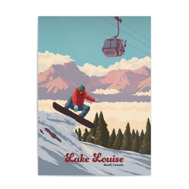 Lake Louise Canada Snowboarding Travel Poster