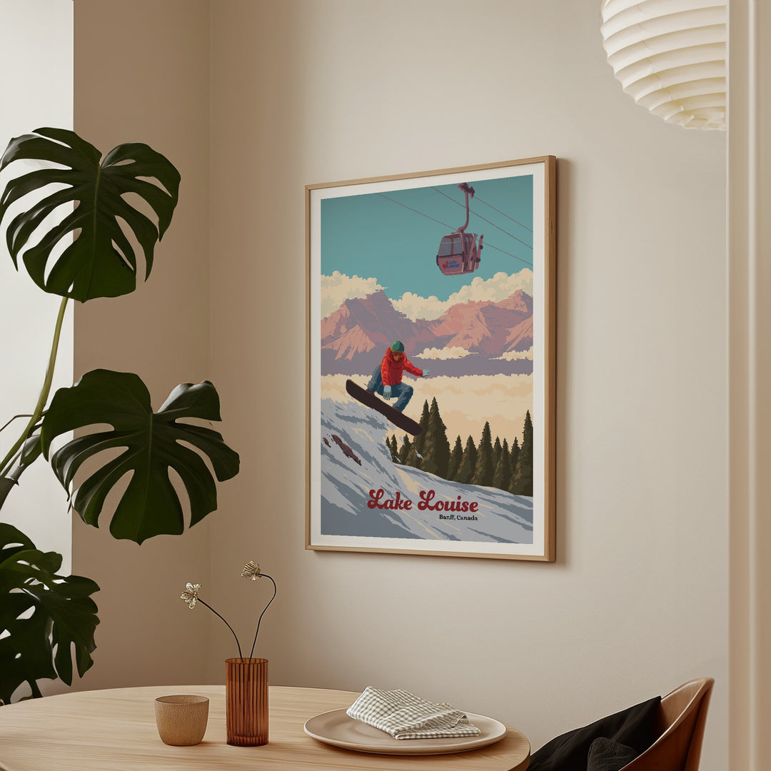 Lake Louise Canada Snowboarding Travel Poster