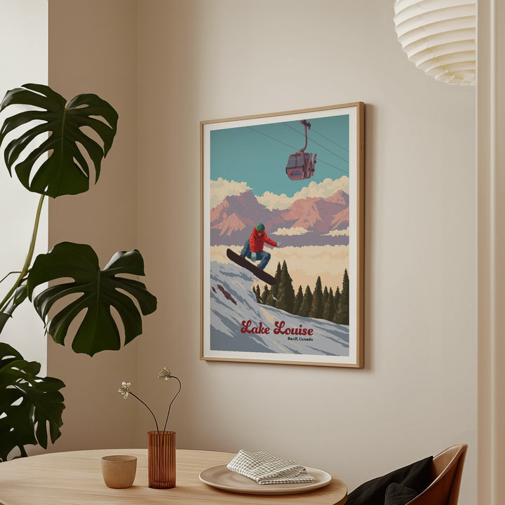 Lake Louise Canada Snowboarding Travel Poster