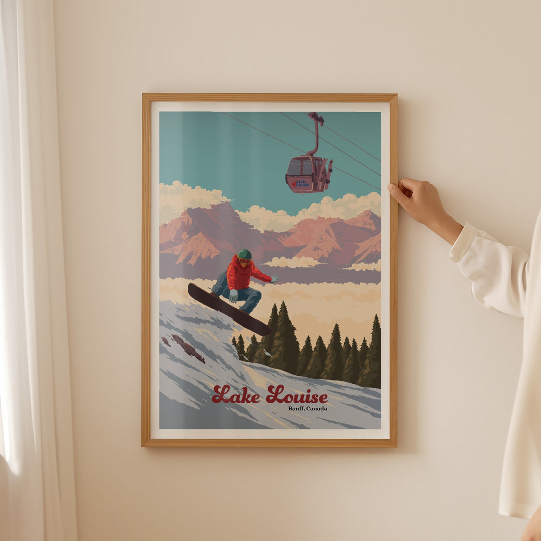 Lake Louise Canada Snowboarding Travel Poster