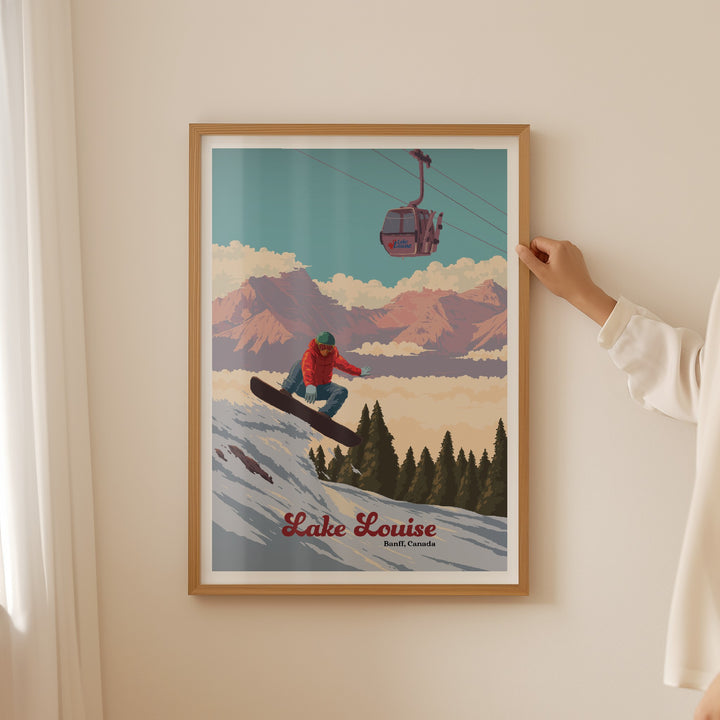 Lake Louise Canada Snowboarding Travel Poster