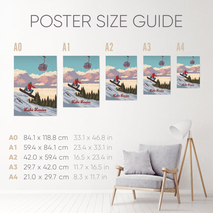Lake Louise Canada Snowboarding Travel Poster