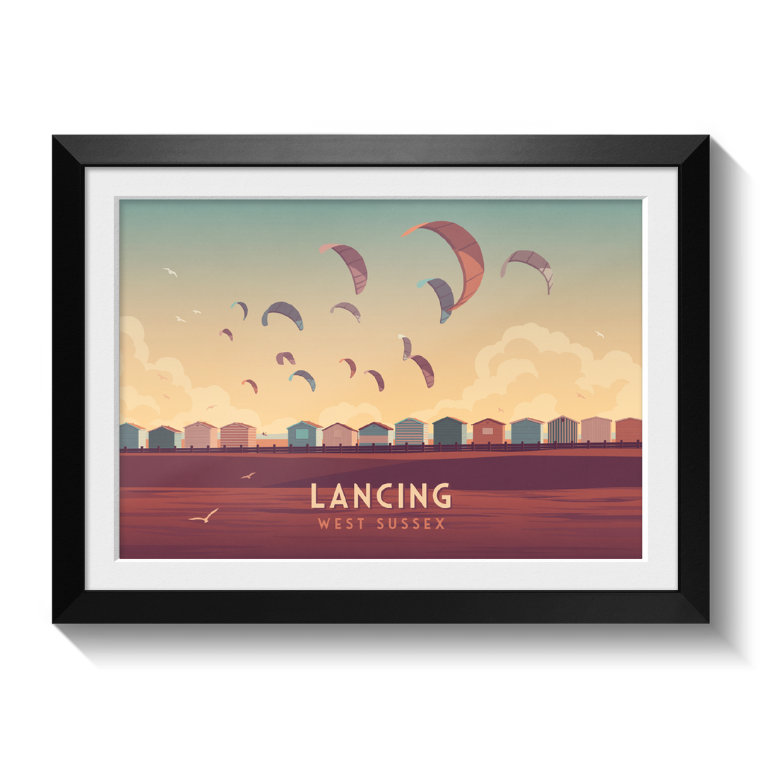 Lancing Seaside Travel Poster