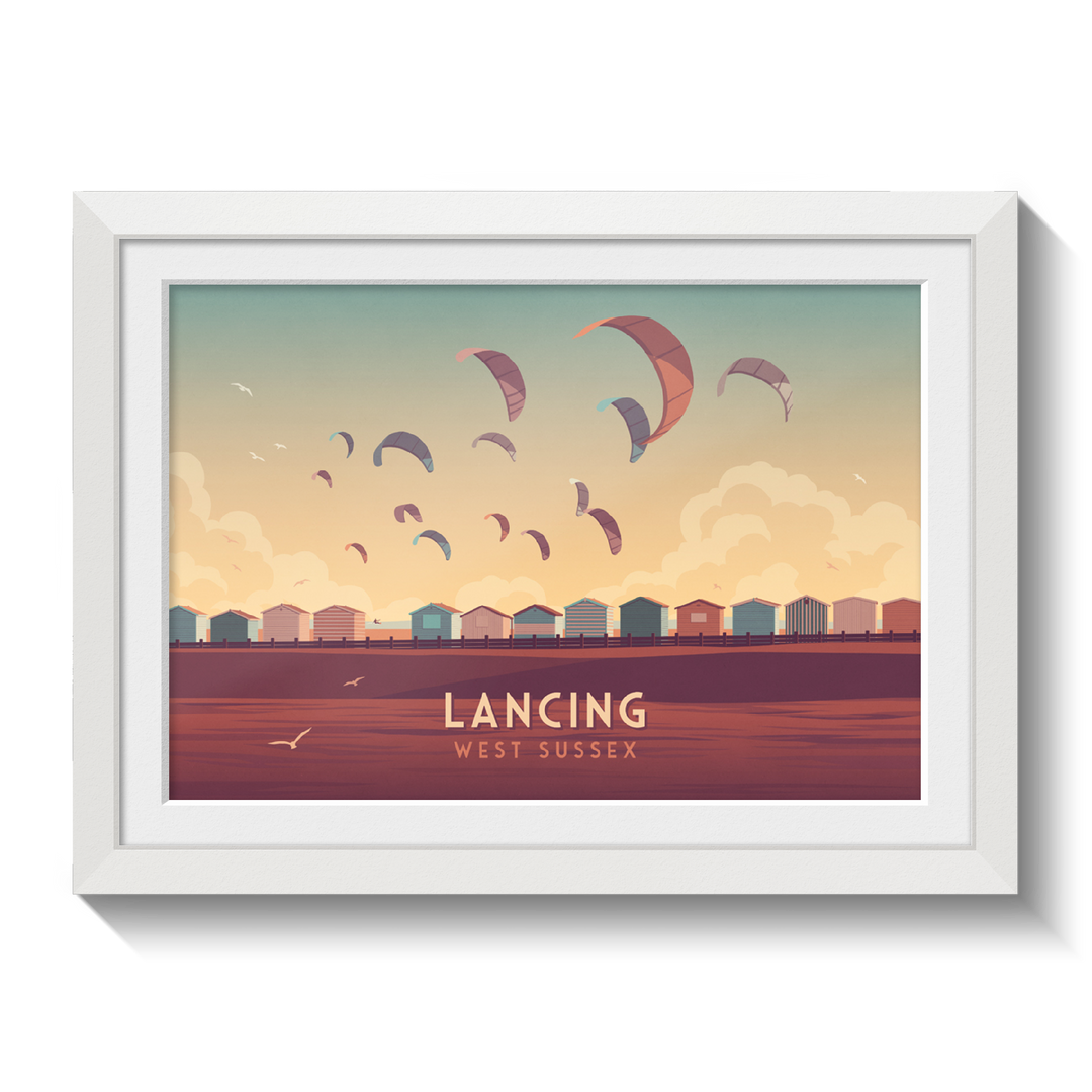 Lancing Seaside Travel Poster