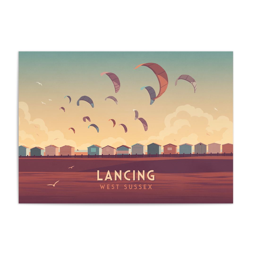 Lancing Seaside Travel Poster